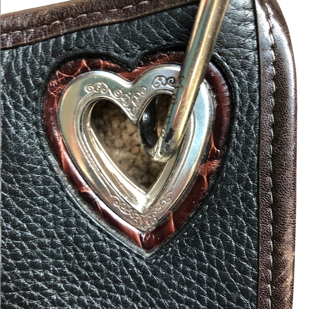 Brighton Pebble Leather Tortoise Shell Shoulder/Clutch Handbag Cut Outs Charm - Picture 3 of 10